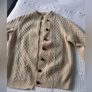 Vintage Irish Fisherman Cable Knit Cardigan Wool